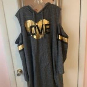 Gray Black Gold Hoodie Dress 4X Fits like a 3X